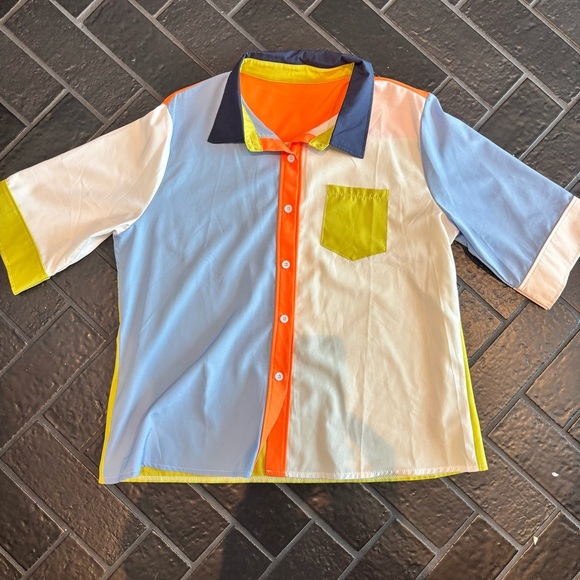 Colorblock Men's/Women’s color block Shirt with Pocket. - Picture 4 of 7